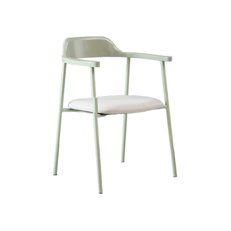 Modern Style Metal Arm Chair Open Back Dining Side Chair with Wood back Light Green Grey White 1 Piece Clearhalo 'Dining Chairs' 'Dining Tables & Seating' 'dining_chair' 'furn' 'furn_dining_chair' 'Furniture' 'furniture_dining_chair' 'Kitchen & Dining Furniture' 4832906