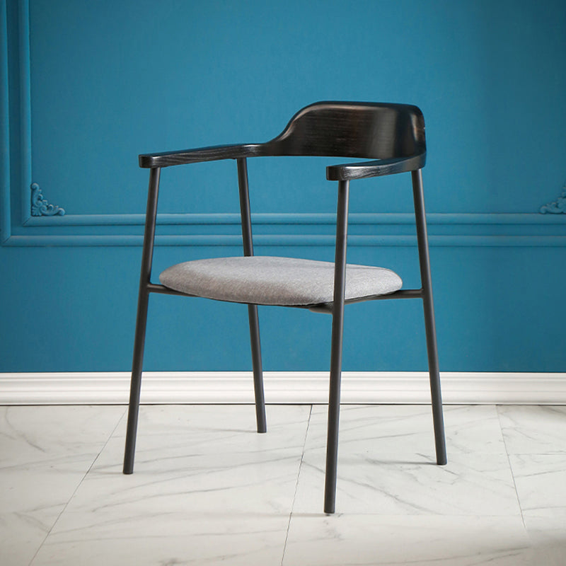 Modern Style Metal Arm Chair Open Back Dining Side Chair with Wood back Clearhalo 'Dining Chairs' 'Dining Tables & Seating' 'dining_chair' 'furn' 'furn_dining_chair' 'Furniture' 'furniture_dining_chair' 'Kitchen & Dining Furniture' 4832907