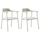 Modern Style Metal Arm Chair Open Back Dining Side Chair with Wood back Light Green Grey White 2 Piece Set Clearhalo 'Dining Chairs' 'Dining Tables & Seating' 'dining_chair' 'furn' 'furn_dining_chair' 'Furniture' 'furniture_dining_chair' 'Kitchen & Dining Furniture' 4832908