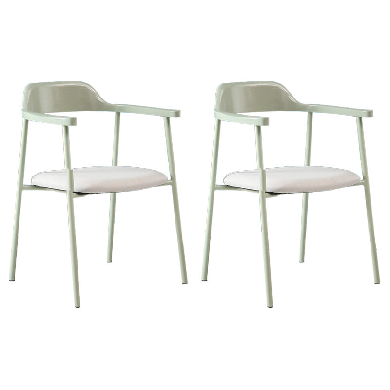 Modern Style Metal Arm Chair Open Back Dining Side Chair with Wood back Light Green Grey White 2 Piece Set Clearhalo 'Dining Chairs' 'Dining Tables & Seating' 'dining_chair' 'furn' 'furn_dining_chair' 'Furniture' 'furniture_dining_chair' 'Kitchen & Dining Furniture' 4832908