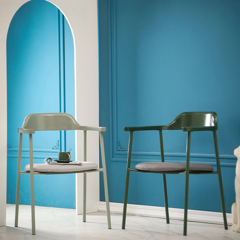 Modern Style Metal Arm Chair Open Back Dining Side Chair with Wood back Clearhalo 'Dining Chairs' 'Dining Tables & Seating' 'dining_chair' 'furn' 'furn_dining_chair' 'Furniture' 'furniture_dining_chair' 'Kitchen & Dining Furniture' 4832909