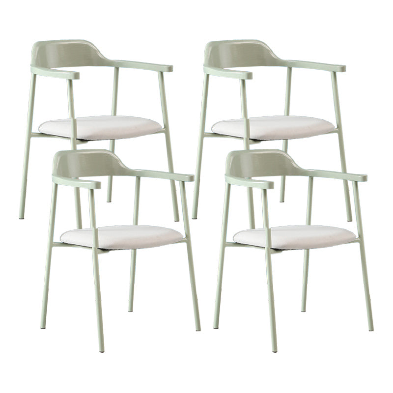 Modern Style Metal Arm Chair Open Back Dining Side Chair with Wood back Light Green Grey White 4 Piece Set Clearhalo 'Dining Chairs' 'Dining Tables & Seating' 'dining_chair' 'furn' 'furn_dining_chair' 'Furniture' 'furniture_dining_chair' 'Kitchen & Dining Furniture' 4832910