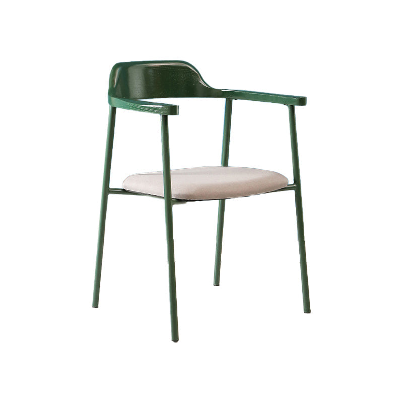 Modern Style Metal Arm Chair Open Back Dining Side Chair with Wood back Green Light Grey 1 Piece Clearhalo 'Dining Chairs' 'Dining Tables & Seating' 'dining_chair' 'furn' 'furn_dining_chair' 'Furniture' 'furniture_dining_chair' 'Kitchen & Dining Furniture' 4832912