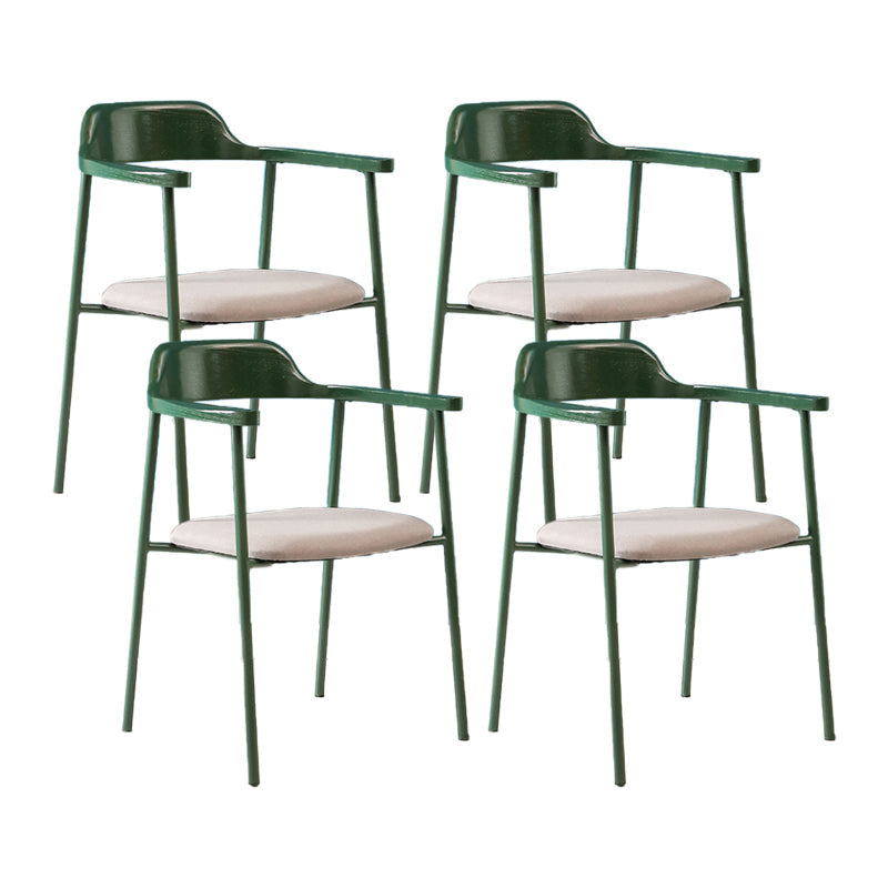 Modern Style Metal Arm Chair Open Back Dining Side Chair with Wood back Green Light Grey 4 Piece Set Clearhalo 'Dining Chairs' 'Dining Tables & Seating' 'dining_chair' 'furn' 'furn_dining_chair' 'Furniture' 'furniture_dining_chair' 'Kitchen & Dining Furniture' 4832916