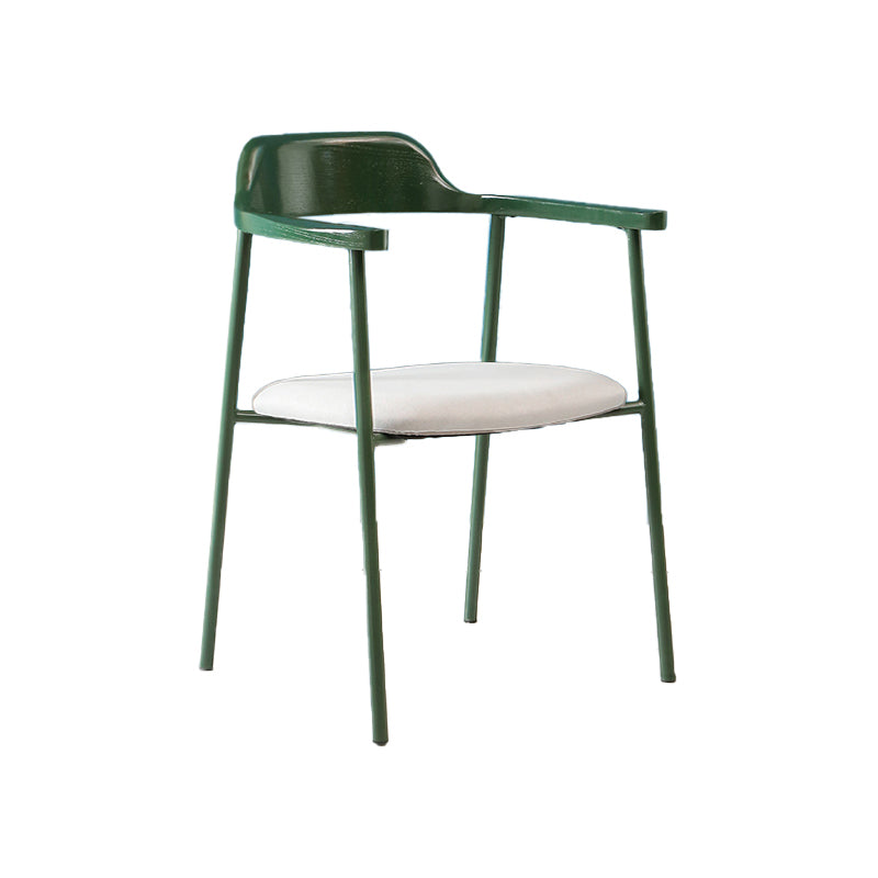 Modern Style Metal Arm Chair Open Back Dining Side Chair with Wood back Green Grey White 1 Piece Clearhalo 'Dining Chairs' 'Dining Tables & Seating' 'dining_chair' 'furn' 'furn_dining_chair' 'Furniture' 'furniture_dining_chair' 'Kitchen & Dining Furniture' 4832918