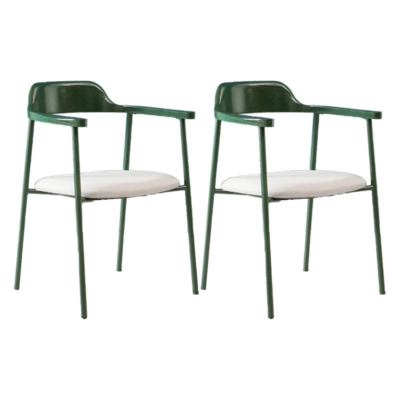 Modern Style Metal Arm Chair Open Back Dining Side Chair with Wood back Green Grey White 2 Piece Set Clearhalo 'Dining Chairs' 'Dining Tables & Seating' 'dining_chair' 'furn' 'furn_dining_chair' 'Furniture' 'furniture_dining_chair' 'Kitchen & Dining Furniture' 4832920