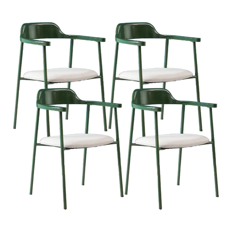 Modern Style Metal Arm Chair Open Back Dining Side Chair with Wood back Green Grey White 4 Piece Set Clearhalo 'Dining Chairs' 'Dining Tables & Seating' 'dining_chair' 'furn' 'furn_dining_chair' 'Furniture' 'furniture_dining_chair' 'Kitchen & Dining Furniture' 4832921
