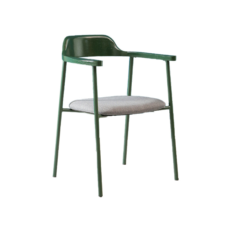 Modern Style Metal Arm Chair Open Back Dining Side Chair with Wood back Green Dark Gray 1 Piece Clearhalo 'Dining Chairs' 'Dining Tables & Seating' 'dining_chair' 'furn' 'furn_dining_chair' 'Furniture' 'furniture_dining_chair' 'Kitchen & Dining Furniture' 4832922