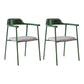 Modern Style Metal Arm Chair Open Back Dining Side Chair with Wood back Green Dark Gray 2 Piece Set Clearhalo 'Dining Chairs' 'Dining Tables & Seating' 'dining_chair' 'furn' 'furn_dining_chair' 'Furniture' 'furniture_dining_chair' 'Kitchen & Dining Furniture' 4832923