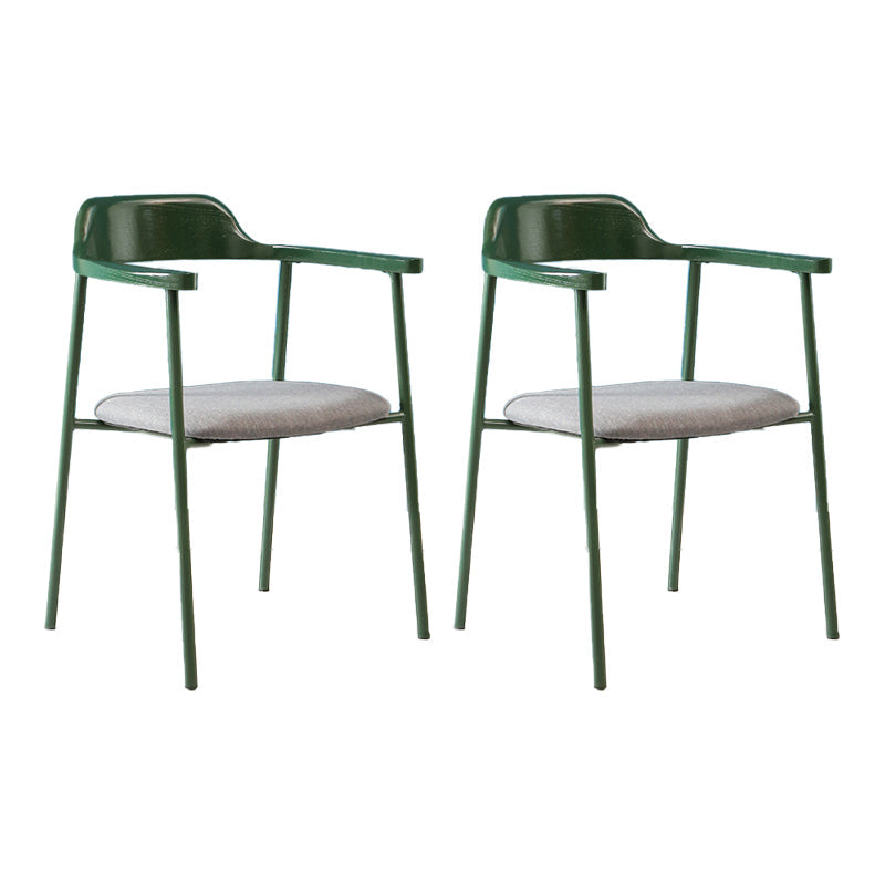 Modern Style Metal Arm Chair Open Back Dining Side Chair with Wood back Green Dark Gray 2 Piece Set Clearhalo 'Dining Chairs' 'Dining Tables & Seating' 'dining_chair' 'furn' 'furn_dining_chair' 'Furniture' 'furniture_dining_chair' 'Kitchen & Dining Furniture' 4832923