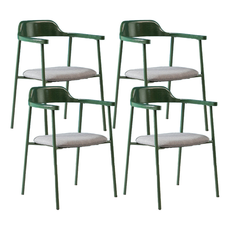 Modern Style Metal Arm Chair Open Back Dining Side Chair with Wood back Green Dark Gray 4 Piece Set Clearhalo 'Dining Chairs' 'Dining Tables & Seating' 'dining_chair' 'furn' 'furn_dining_chair' 'Furniture' 'furniture_dining_chair' 'Kitchen & Dining Furniture' 4832924