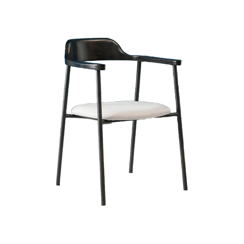 Modern Style Metal Arm Chair Open Back Dining Side Chair with Wood back Black Grey White 1 Piece Clearhalo 'Dining Chairs' 'Dining Tables & Seating' 'dining_chair' 'furn' 'furn_dining_chair' 'Furniture' 'furniture_dining_chair' 'Kitchen & Dining Furniture' 4832925