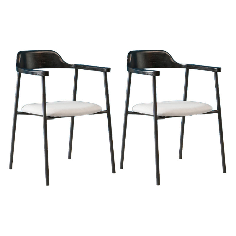 Modern Style Metal Arm Chair Open Back Dining Side Chair with Wood back Black Grey White 2 Piece Set Clearhalo 'Dining Chairs' 'Dining Tables & Seating' 'dining_chair' 'furn' 'furn_dining_chair' 'Furniture' 'furniture_dining_chair' 'Kitchen & Dining Furniture' 4832926