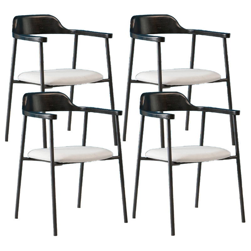 Modern Style Metal Arm Chair Open Back Dining Side Chair with Wood back Black Grey White 4 Piece Set Clearhalo 'Dining Chairs' 'Dining Tables & Seating' 'dining_chair' 'furn' 'furn_dining_chair' 'Furniture' 'furniture_dining_chair' 'Kitchen & Dining Furniture' 4832927