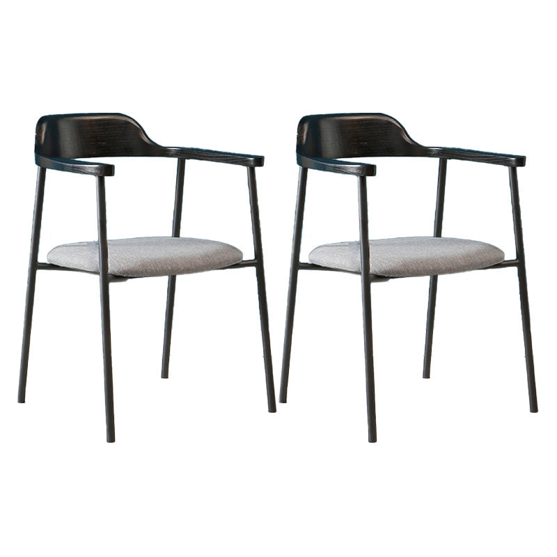 Modern Style Metal Arm Chair Open Back Dining Side Chair with Wood back Black Dark Gray 2 Piece Set Clearhalo 'Dining Chairs' 'Dining Tables & Seating' 'dining_chair' 'furn' 'furn_dining_chair' 'Furniture' 'furniture_dining_chair' 'Kitchen & Dining Furniture' 4832932