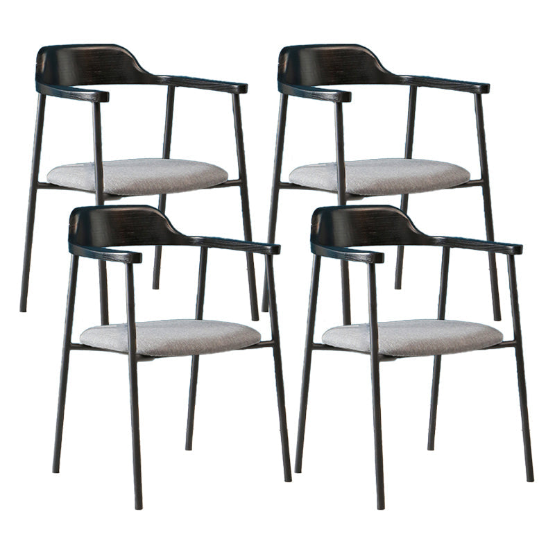 Modern Style Metal Arm Chair Open Back Dining Side Chair with Wood back Black Dark Gray 4 Piece Set Clearhalo 'Dining Chairs' 'Dining Tables & Seating' 'dining_chair' 'furn' 'furn_dining_chair' 'Furniture' 'furniture_dining_chair' 'Kitchen & Dining Furniture' 4832933