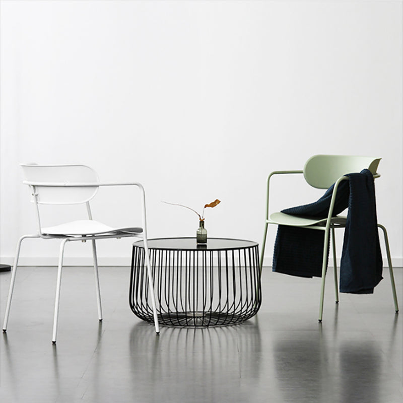 Glam Style Metal Arm Chair Open Back Side Chair for Dining Room (Set of 4) Clearhalo 'Dining Chairs' 'Dining Tables & Seating' 'dining_chair' 'furn' 'furn_dining_chair' 'Furniture' 'furniture_dining_chair' 'Kitchen & Dining Furniture' 4832935