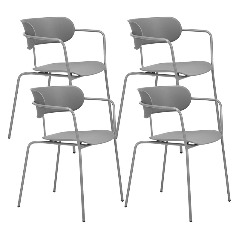 Glam Style Metal Arm Chair Open Back Side Chair for Dining Room (Set of 4) Grey 4 Piece Set Clearhalo 'Dining Chairs' 'Dining Tables & Seating' 'dining_chair' 'furn' 'furn_dining_chair' 'Furniture' 'furniture_dining_chair' 'Kitchen & Dining Furniture' 4832936