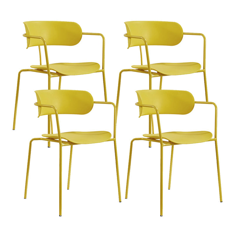 Glam Style Metal Arm Chair Open Back Side Chair for Dining Room (Set of 4) Yellow 4 Piece Set Clearhalo 'Dining Chairs' 'Dining Tables & Seating' 'dining_chair' 'furn' 'furn_dining_chair' 'Furniture' 'furniture_dining_chair' 'Kitchen & Dining Furniture' 4832939