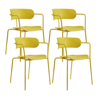 Glam Style Metal Arm Chair Open Back Side Chair for Dining Room (Set of 4) Yellow 4 Piece Set Clearhalo 'Dining Chairs' 'Dining Tables & Seating' 'dining_chair' 'furn' 'furn_dining_chair' 'Furniture' 'furniture_dining_chair' 'Kitchen & Dining Furniture' 4832939