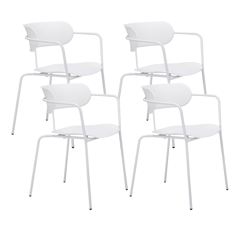 Glam Style Metal Arm Chair Open Back Side Chair for Dining Room (Set of 4) White 4 Piece Set Clearhalo 'Dining Chairs' 'Dining Tables & Seating' 'dining_chair' 'furn' 'furn_dining_chair' 'Furniture' 'furniture_dining_chair' 'Kitchen & Dining Furniture' 4832942