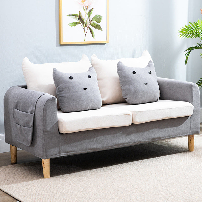 Velvet Square Arm Sofa Slipcovered Loose Back Loveseat with Storage Light Gray-White Clearhalo 'Furniture' 'furniture_sofas' 'kitchen' 'kitchen_sofas' 'Living Room Furniture' 'Sofa' 'sofas' 4835906