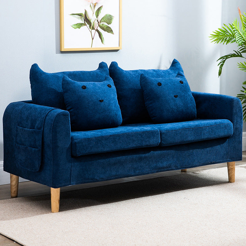 Velvet Square Arm Sofa Slipcovered Loose Back Loveseat with Storage Dark Blue Clearhalo 'Furniture' 'furniture_sofas' 'kitchen' 'kitchen_sofas' 'Living Room Furniture' 'Sofa' 'sofas' 4835916