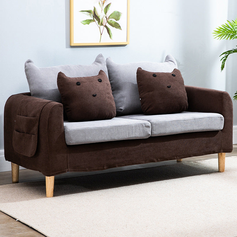 Velvet Square Arm Sofa Slipcovered Loose Back Loveseat with Storage Gray Coffee Clearhalo 'Furniture' 'furniture_sofas' 'kitchen' 'kitchen_sofas' 'Living Room Furniture' 'Sofa' 'sofas' 4835922