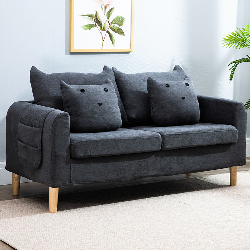 Velvet Square Arm Sofa Slipcovered Loose Back Loveseat with Storage Dark Gray Clearhalo 'Furniture' 'furniture_sofas' 'kitchen' 'kitchen_sofas' 'Living Room Furniture' 'Sofa' 'sofas' 4835925