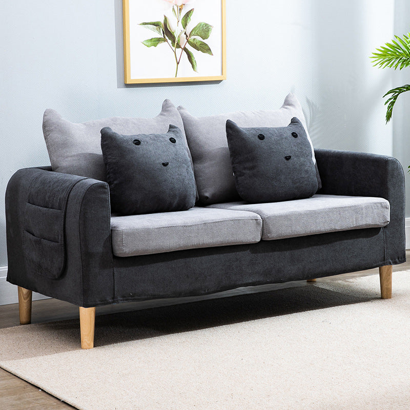 Velvet Square Arm Sofa Slipcovered Loose Back Loveseat with Storage Dark Grey Light Grey Clearhalo 'Furniture' 'furniture_sofas' 'kitchen' 'kitchen_sofas' 'Living Room Furniture' 'Sofa' 'sofas' 4835926