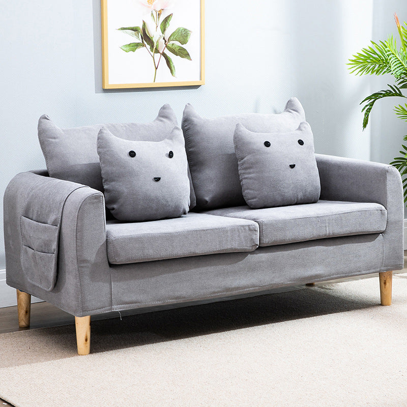 Velvet Square Arm Sofa Slipcovered Loose Back Loveseat with Storage Light Gray Clearhalo 'Furniture' 'furniture_sofas' 'kitchen' 'kitchen_sofas' 'Living Room Furniture' 'Sofa' 'sofas' 4835930