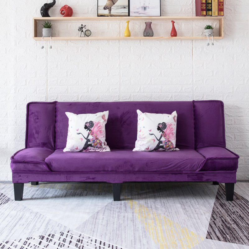 Modern Armless Settee Cotton Blend Convertible Sleeper Sofa for Living Room Purple Clearhalo 'furn' 'furn_sofas' 'Furniture' 'furniture_sofas' 'kitchen' 'kitchen_sofas' 'Living Room Furniture' 'Sofa' 'sofas' 4835956