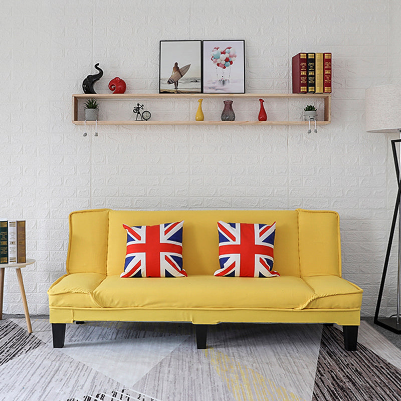 Modern Armless Settee Cotton Blend Convertible Sleeper Sofa for Living Room Yellow Clearhalo 'furn' 'furn_sofas' 'Furniture' 'furniture_sofas' 'kitchen' 'kitchen_sofas' 'Living Room Furniture' 'Sofa' 'sofas' 4835957