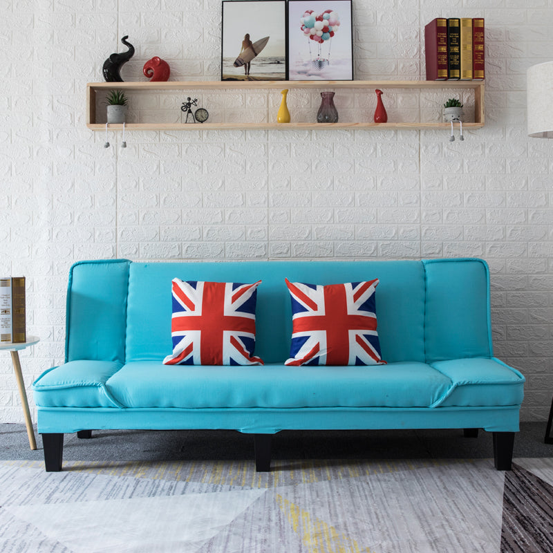 Modern Armless Settee Cotton Blend Convertible Sleeper Sofa for Living Room Sky Blue Clearhalo 'furn' 'furn_sofas' 'Furniture' 'furniture_sofas' 'kitchen' 'kitchen_sofas' 'Living Room Furniture' 'Sofa' 'sofas' 4835959