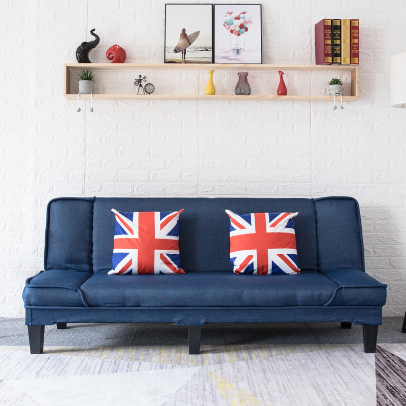 Modern Armless Settee Cotton Blend Convertible Sleeper Sofa for Living Room Navy Clearhalo 'furn' 'furn_sofas' 'Furniture' 'furniture_sofas' 'kitchen' 'kitchen_sofas' 'Living Room Furniture' 'Sofa' 'sofas' 4835960