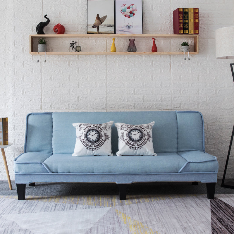 Modern Armless Settee Cotton Blend Convertible Sleeper Sofa for Living Room Light Blue Clearhalo 'furn' 'furn_sofas' 'Furniture' 'furniture_sofas' 'kitchen' 'kitchen_sofas' 'Living Room Furniture' 'Sofa' 'sofas' 4835961