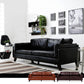 Faux Leather Sofa Modern 25.98" H Cushions Couch in Black/Brown Black Clearhalo 'furn' 'furn_sofas' 'Furniture' 'furniture_sofas' 'kitchen' 'kitchen_sofas' 'Living Room Furniture' 'Sofa' 'sofas' 4835970