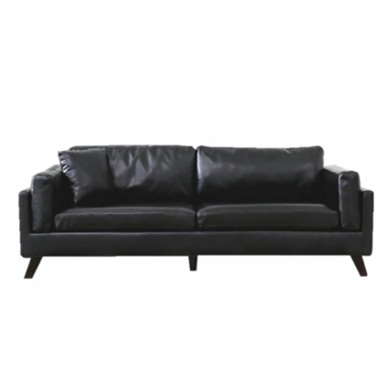 Faux Leather Sofa Modern 25.98" H Cushions Couch in Black/Brown 57"L x 31"W x 26"H Black Clearhalo 'furn' 'furn_sofas' 'Furniture' 'furniture_sofas' 'kitchen' 'kitchen_sofas' 'Living Room Furniture' 'Sofa' 'sofas' 4835975