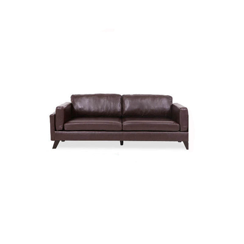 Faux Leather Sofa Modern 25.98" H Cushions Couch in Black/Brown 57"L x 31"W x 26"H Coffee Clearhalo 'furn' 'furn_sofas' 'Furniture' 'furniture_sofas' 'kitchen' 'kitchen_sofas' 'Living Room Furniture' 'Sofa' 'sofas' 4835977