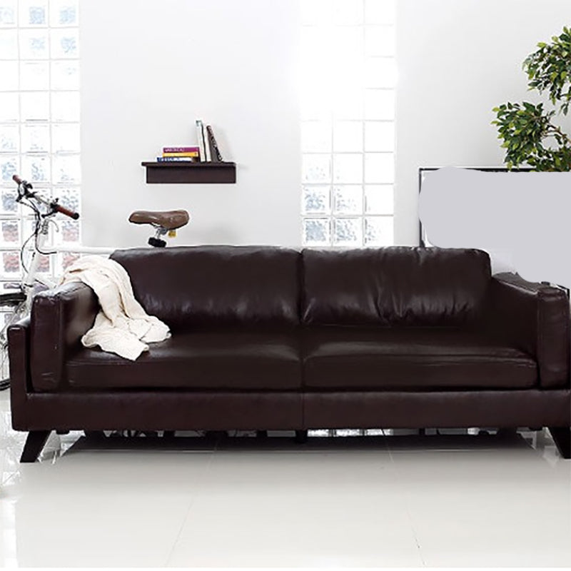 Faux Leather Sofa Modern 25.98" H Cushions Couch in Black/Brown 83"L x 31"W x 26"H Coffee Clearhalo 'furn' 'furn_sofas' 'Furniture' 'furniture_sofas' 'kitchen' 'kitchen_sofas' 'Living Room Furniture' 'Sofa' 'sofas' 4835982