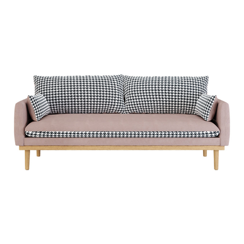 Faux Leather Modern Sofa 30 "W Square Arm Couch for Living Room 63"L x 29.5"W x 29.5"H Pink Foam Clearhalo 'furn' 'furn_sofas' 'Furniture' 'furniture_sofas' 'kitchen' 'kitchen_sofas' 'Living Room Furniture' 'Sofa' 'sofas' 4835991