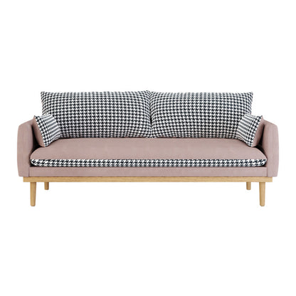 Faux Leather Modern Sofa 30 "W Square Arm Couch for Living Room 63"L x 29.5"W x 29.5"H Pink Foam Clearhalo 'furn' 'furn_sofas' 'Furniture' 'furniture_sofas' 'kitchen' 'kitchen_sofas' 'Living Room Furniture' 'Sofa' 'sofas' 4835991