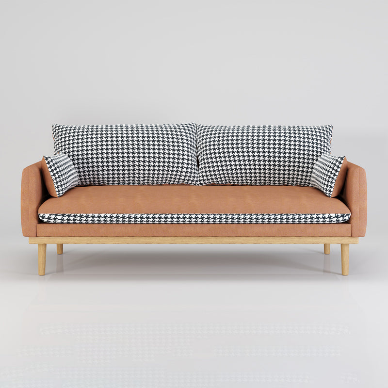 Faux Leather Modern Sofa 30 "W Square Arm Couch for Living Room Orange Clearhalo 'furn' 'furn_sofas' 'Furniture' 'furniture_sofas' 'kitchen' 'kitchen_sofas' 'Living Room Furniture' 'Sofa' 'sofas' 4835994