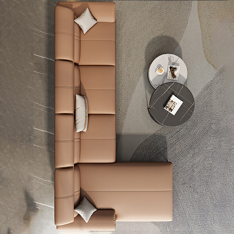 Contemporary Sewn Pillow Back Sofa 35.43"H Pillow Top Arm Sectional Clearhalo 'furn' 'furn_sofas' 'Furniture' 'furniture_sectionals' 'kitchen' 'kitchen_sofas' 'Living Room Furniture' 'Sectionals' 'Sofa' 'sofas' 4836047