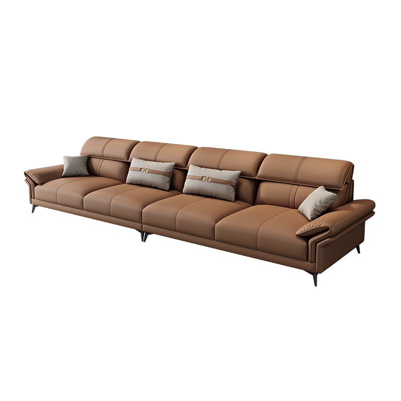Contemporary Sewn Pillow Back Sofa 35.43"H Pillow Top Arm Sectional 133"L x 36"W x 35"H Clearhalo 'furn' 'furn_sofas' 'Furniture' 'furniture_sectionals' 'kitchen' 'kitchen_sofas' 'Living Room Furniture' 'Sectionals' 'Sofa' 'sofas' 4836050