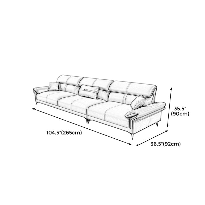 Contemporary Sewn Pillow Back Sofa 35.43"H Pillow Top Arm Sectional Clearhalo 'furn' 'furn_sofas' 'Furniture' 'furniture_sectionals' 'kitchen' 'kitchen_sofas' 'Living Room Furniture' 'Sectionals' 'Sofa' 'sofas' 4836056
