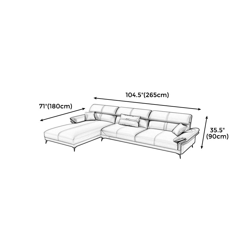 Contemporary Sewn Pillow Back Sofa 35.43"H Pillow Top Arm Sectional Clearhalo 'furn' 'furn_sofas' 'Furniture' 'furniture_sectionals' 'kitchen' 'kitchen_sofas' 'Living Room Furniture' 'Sectionals' 'Sofa' 'sofas' 4836058