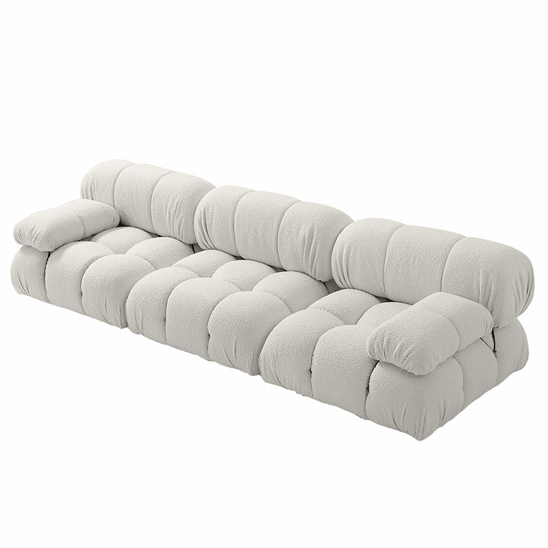 Contemporary Biscuit Back Sofa 26.38"High Velvet Couch for Living Room,White 106"L x 35"W x 26"H Symmetrical Pillow Top Arm Clearhalo 'furn' 'furn_sofas' 'Furniture' 'furniture_sofas' 'kitchen' 'kitchen_sofas' 'Living Room Furniture' 'Sofa' 'sofas' 4836061