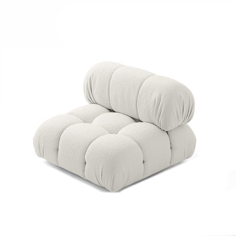 Contemporary Biscuit Back Sofa 26.38"High Velvet Couch for Living Room,White 35"L x 35"W x 26"H Symmetrical Armless Clearhalo 'furn' 'furn_sofas' 'Furniture' 'furniture_sofas' 'kitchen' 'kitchen_sofas' 'Living Room Furniture' 'Sofa' 'sofas' 4836062