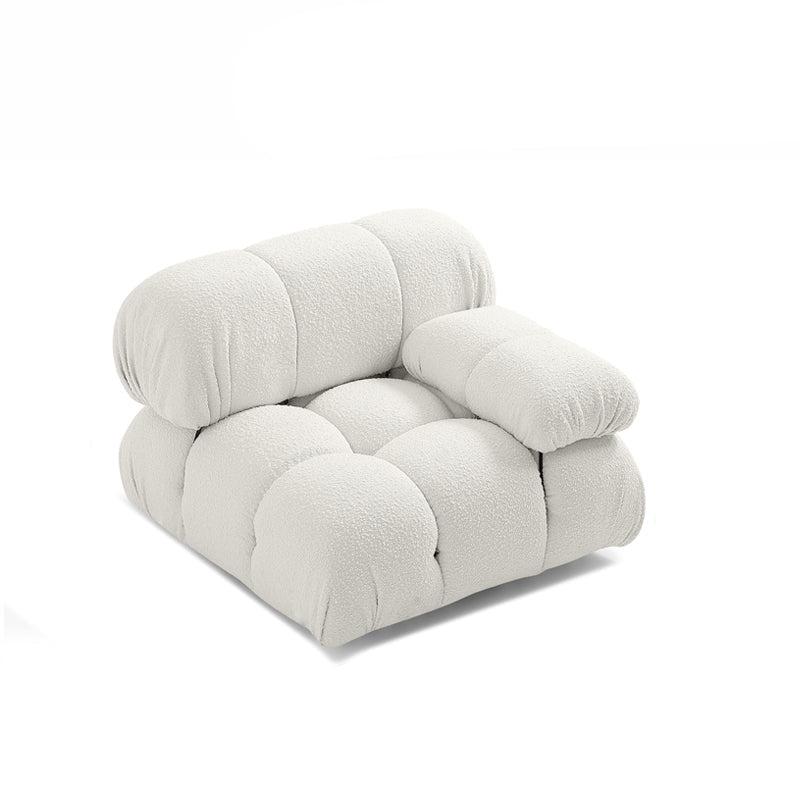 Contemporary Biscuit Back Sofa 26.38"High Velvet Couch for Living Room,White 35"L x 35"W x 26"H Right Pillow Top Arm Clearhalo 'furn' 'furn_sofas' 'Furniture' 'furniture_sofas' 'kitchen' 'kitchen_sofas' 'Living Room Furniture' 'Sofa' 'sofas' 4836064